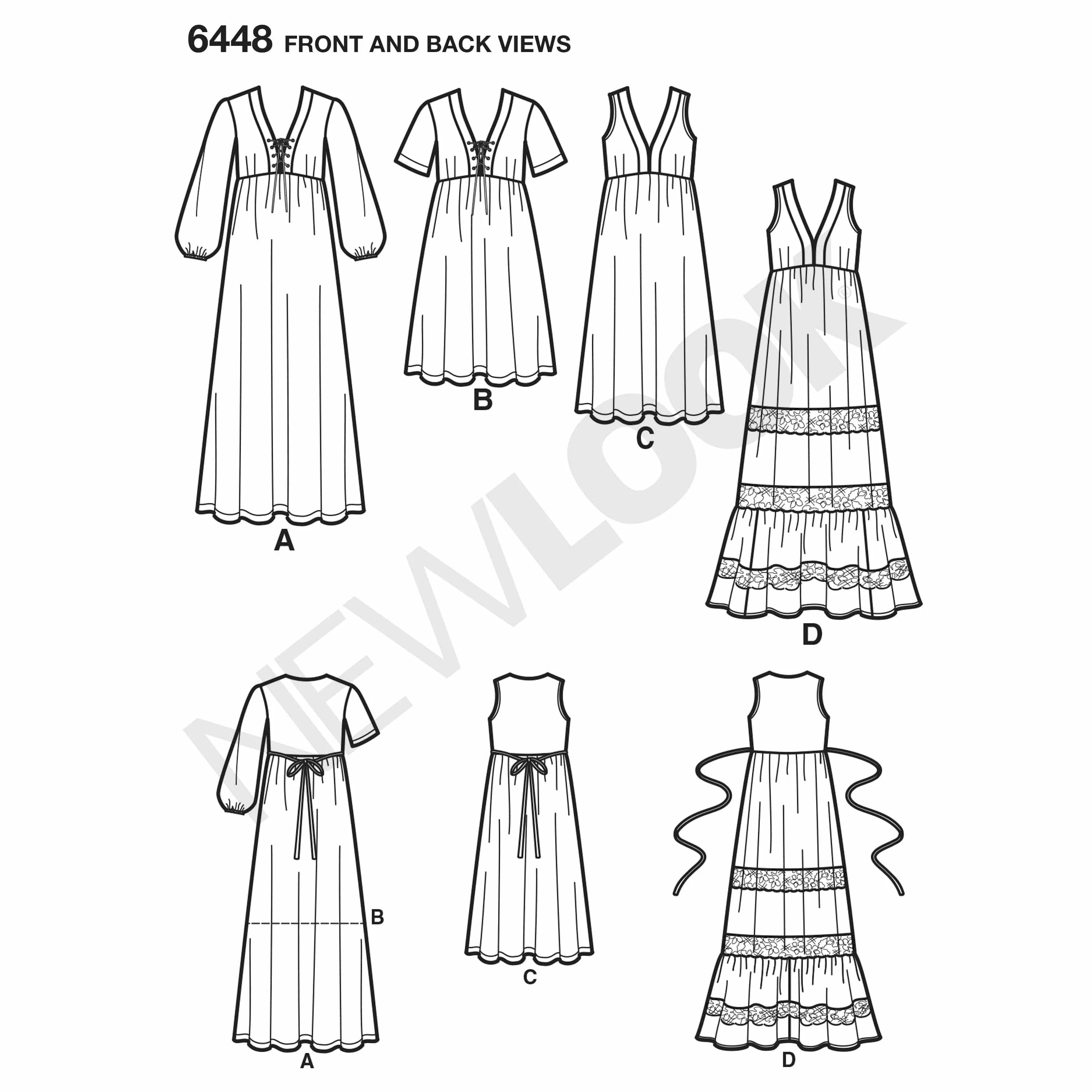 6448 Misses' Easy V-Neck Dresses