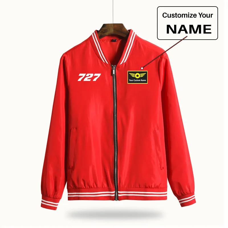 727 Flat Text Designed Thin Spring Jackets