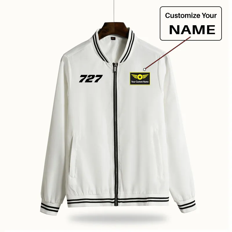 727 Flat Text Designed Thin Spring Jackets