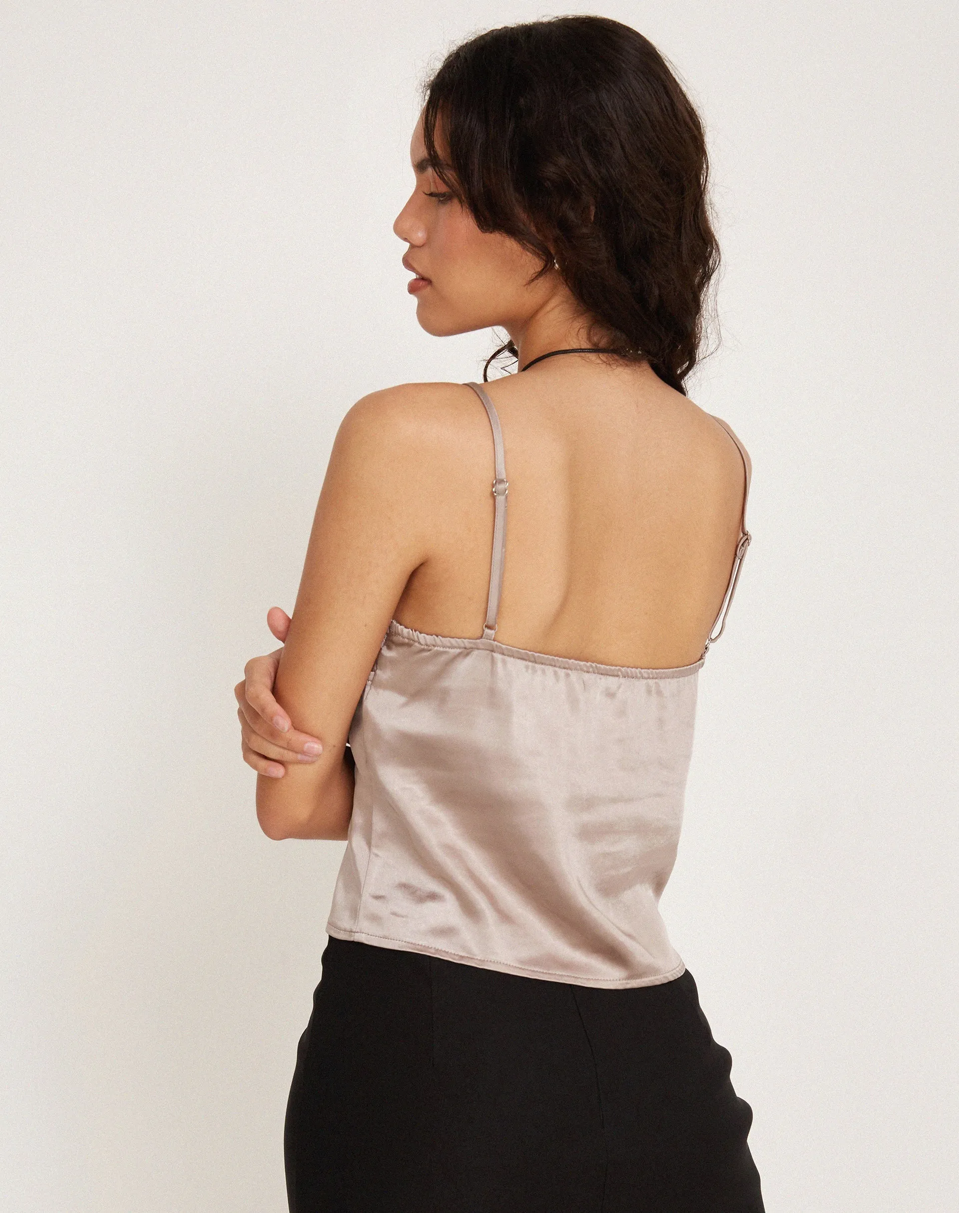 Adalia Cami Top in Satin Champagne