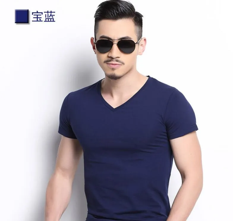 Aidase  New Men V-neck T Shirt 6 colors Fitness Mens T-shirts V neck Man T-shirt For Male Clothing Tshirts M-4XL Tops o-neck Tees