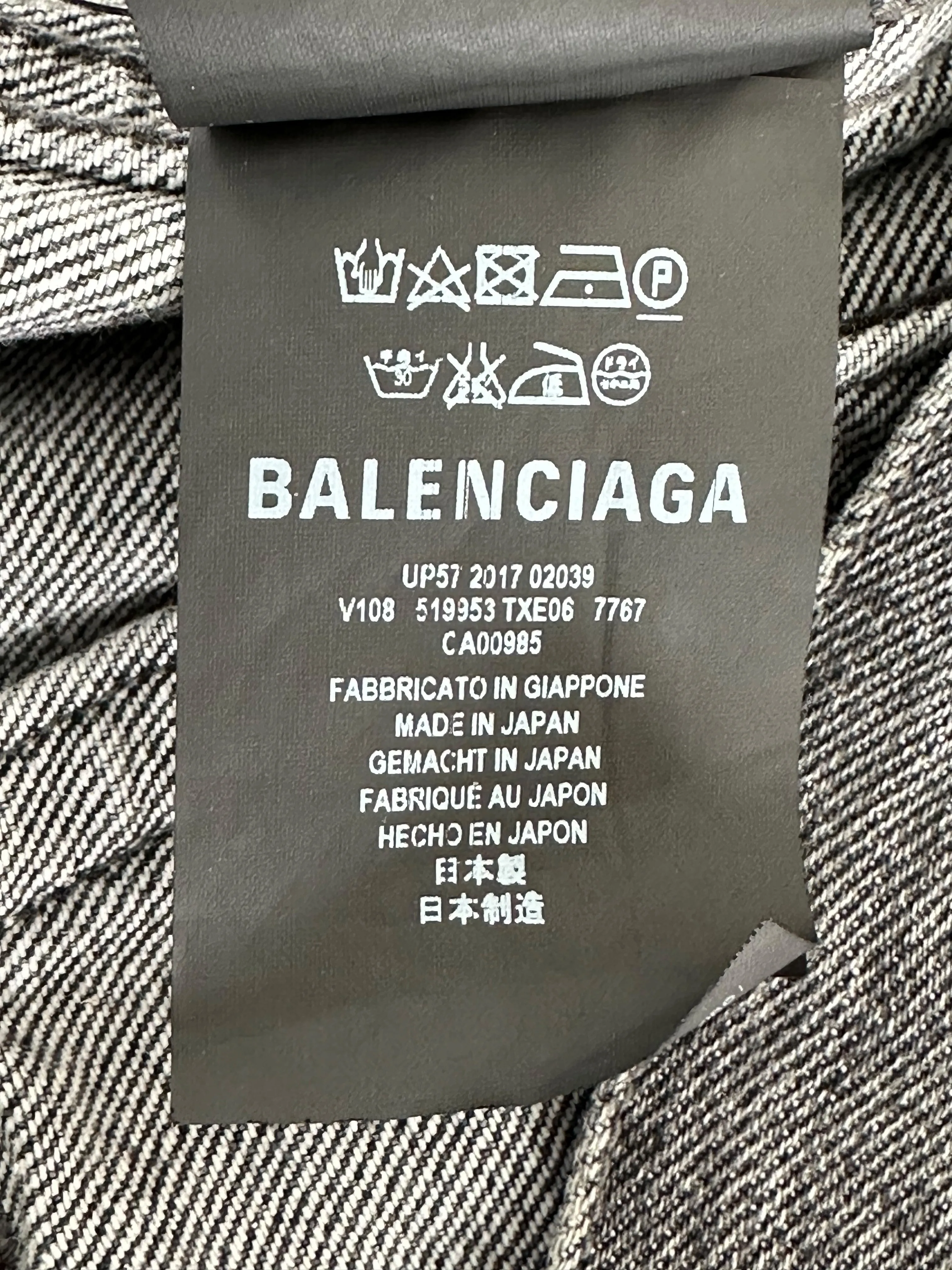 Balenciaga Grey Embossed Logo Denim Jacket