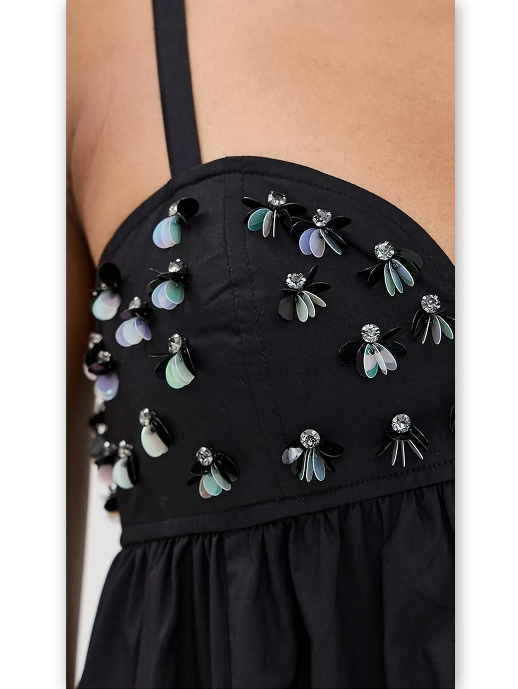 Bead-Embellished Empire-Waist Maxi Dress