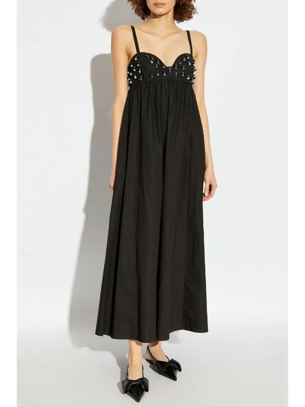 Bead-Embellished Empire-Waist Maxi Dress