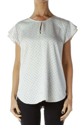 Beige Black Patterned Blouse