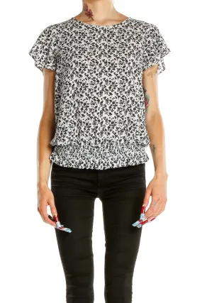 Black and White Floral Print Blouse