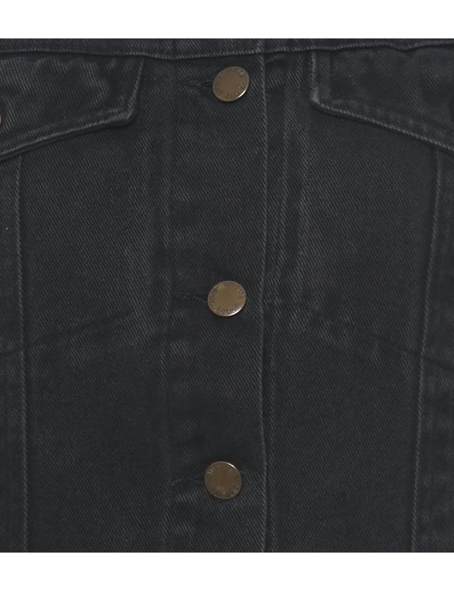 Black Denim Jacket Vest - S