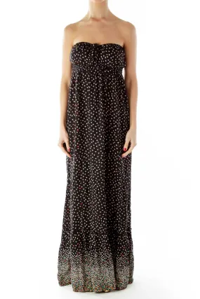 Black Multicolor Flower Maxi Dress