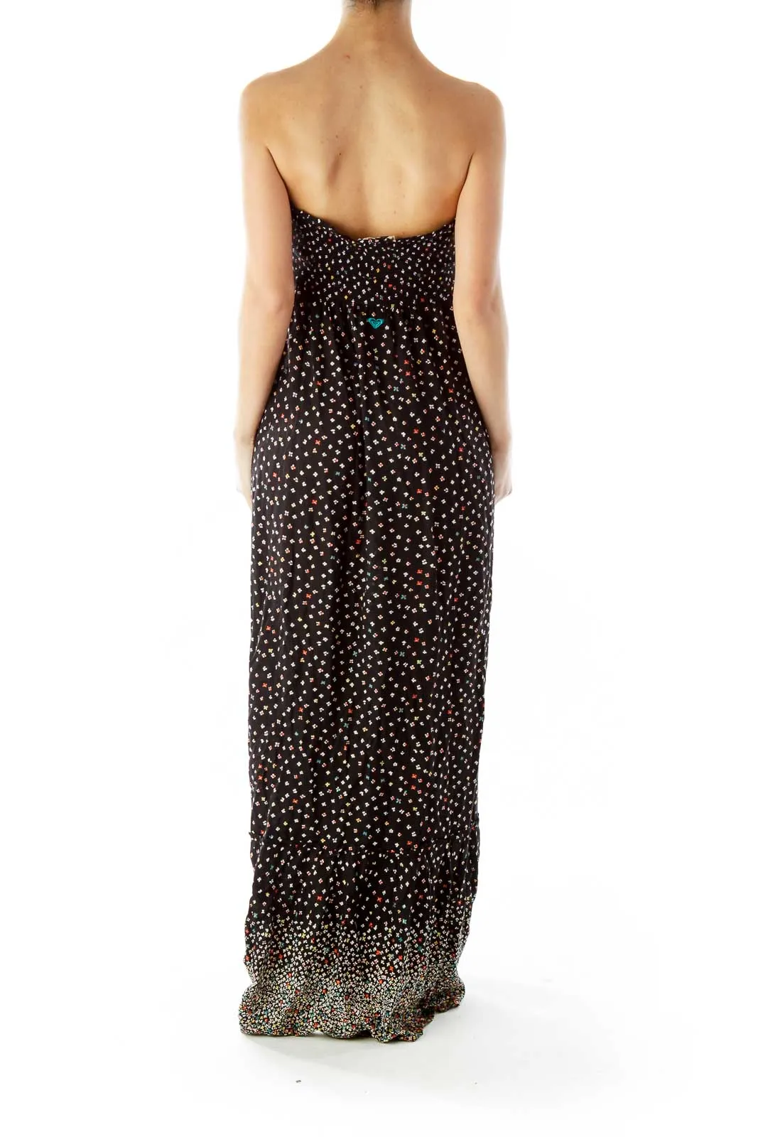 Black Multicolor Flower Maxi Dress