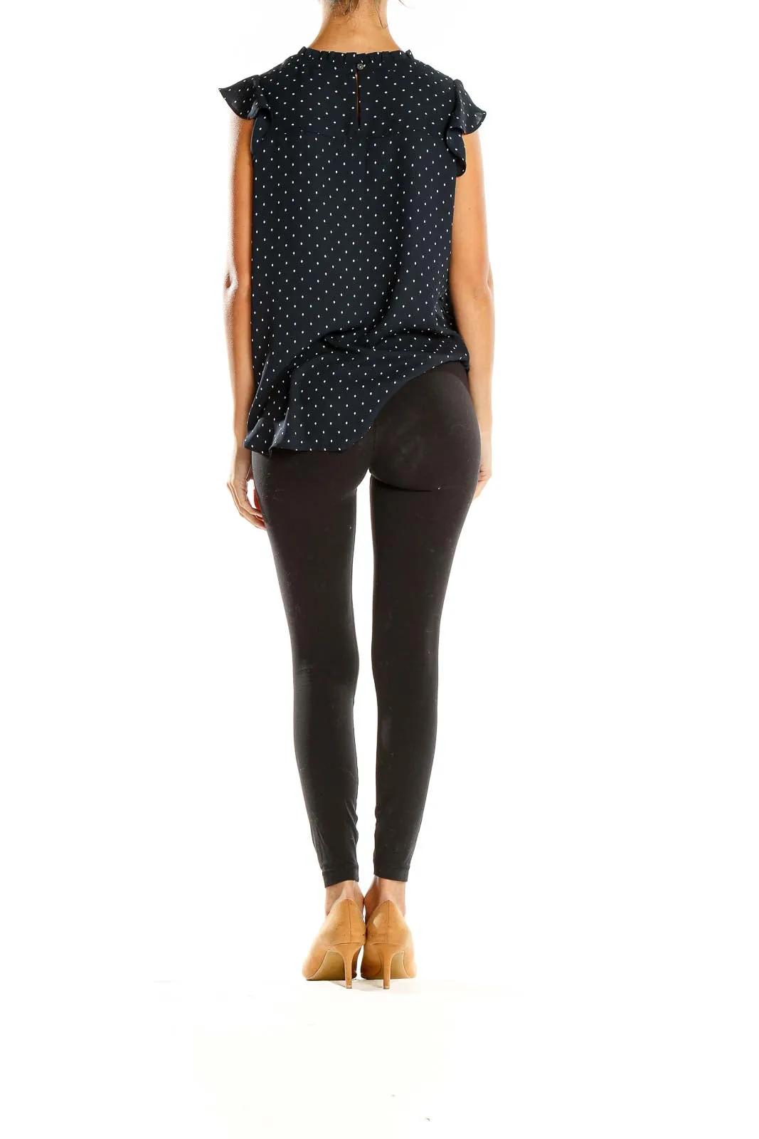 Black Polka Dot Lace-Trim Blouse