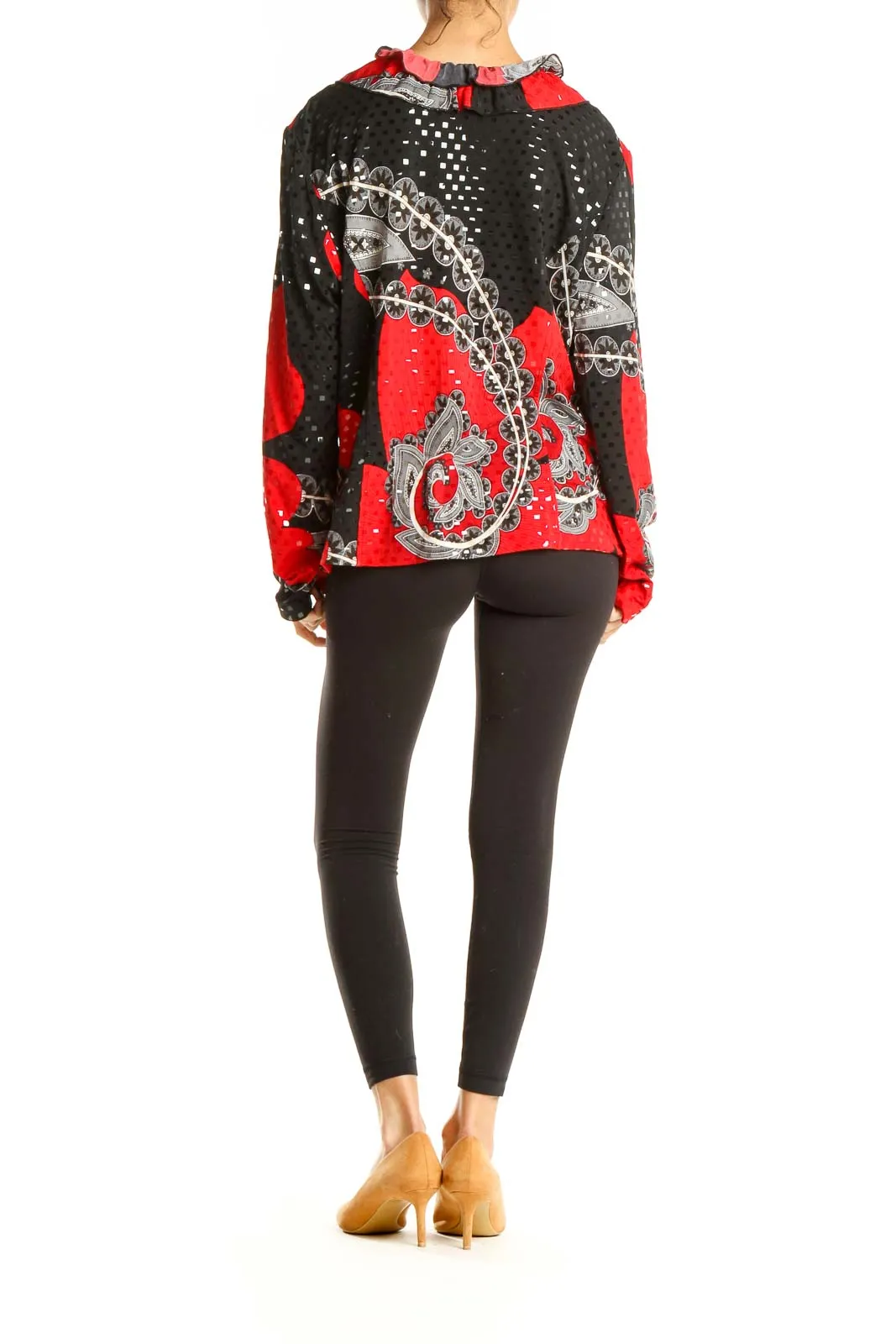 Black Red Sequin Retro Top