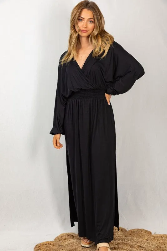 Black Smocked Waist Maxi Dress - Final Sale