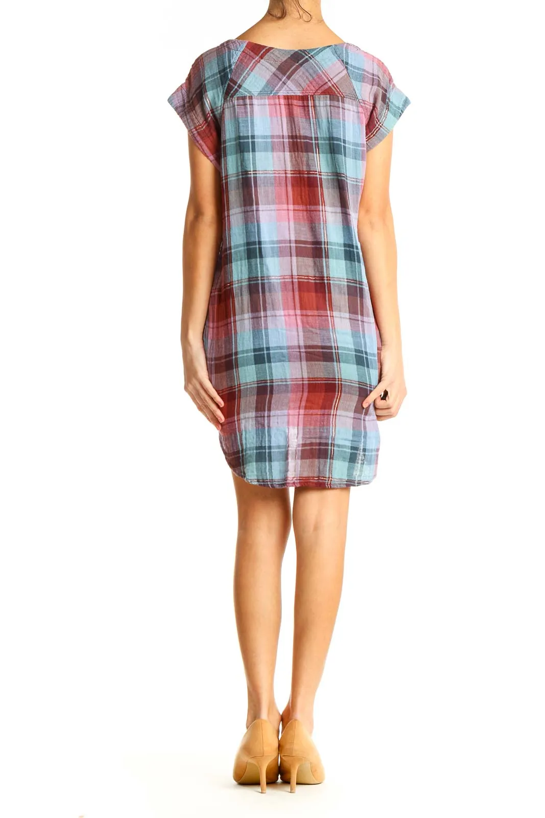 Blue Checkered Day A-Line Dress