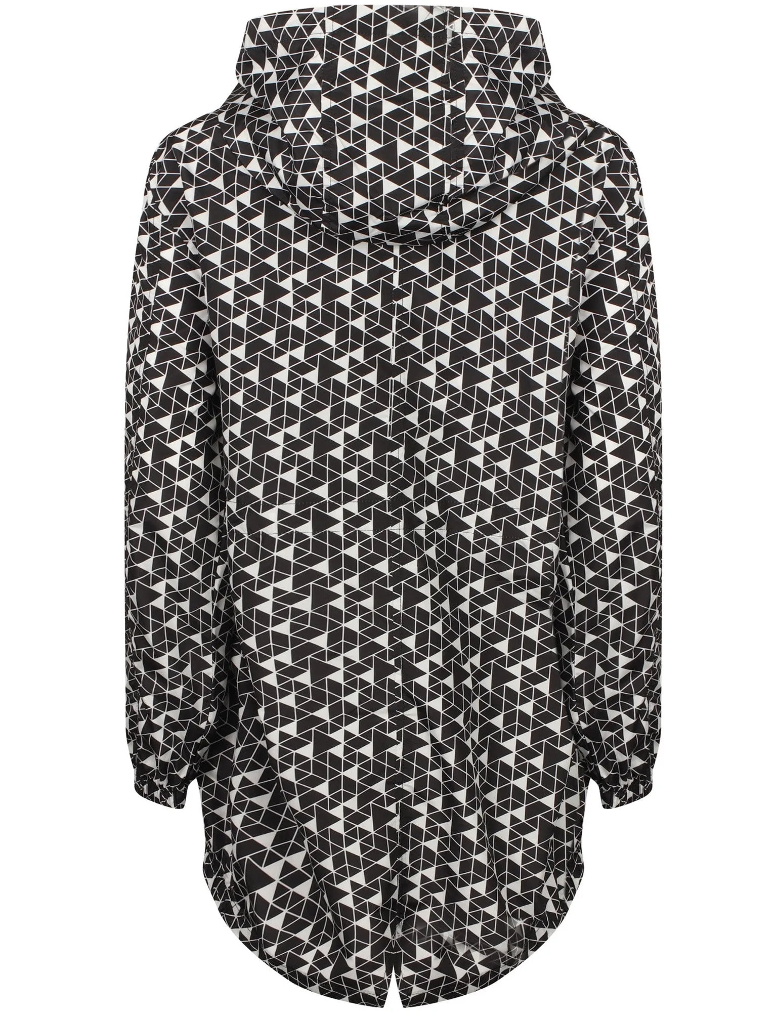 Dragonboat Tesselation Print Hooded Rain Coat In Black/White - Tokyo Laundry