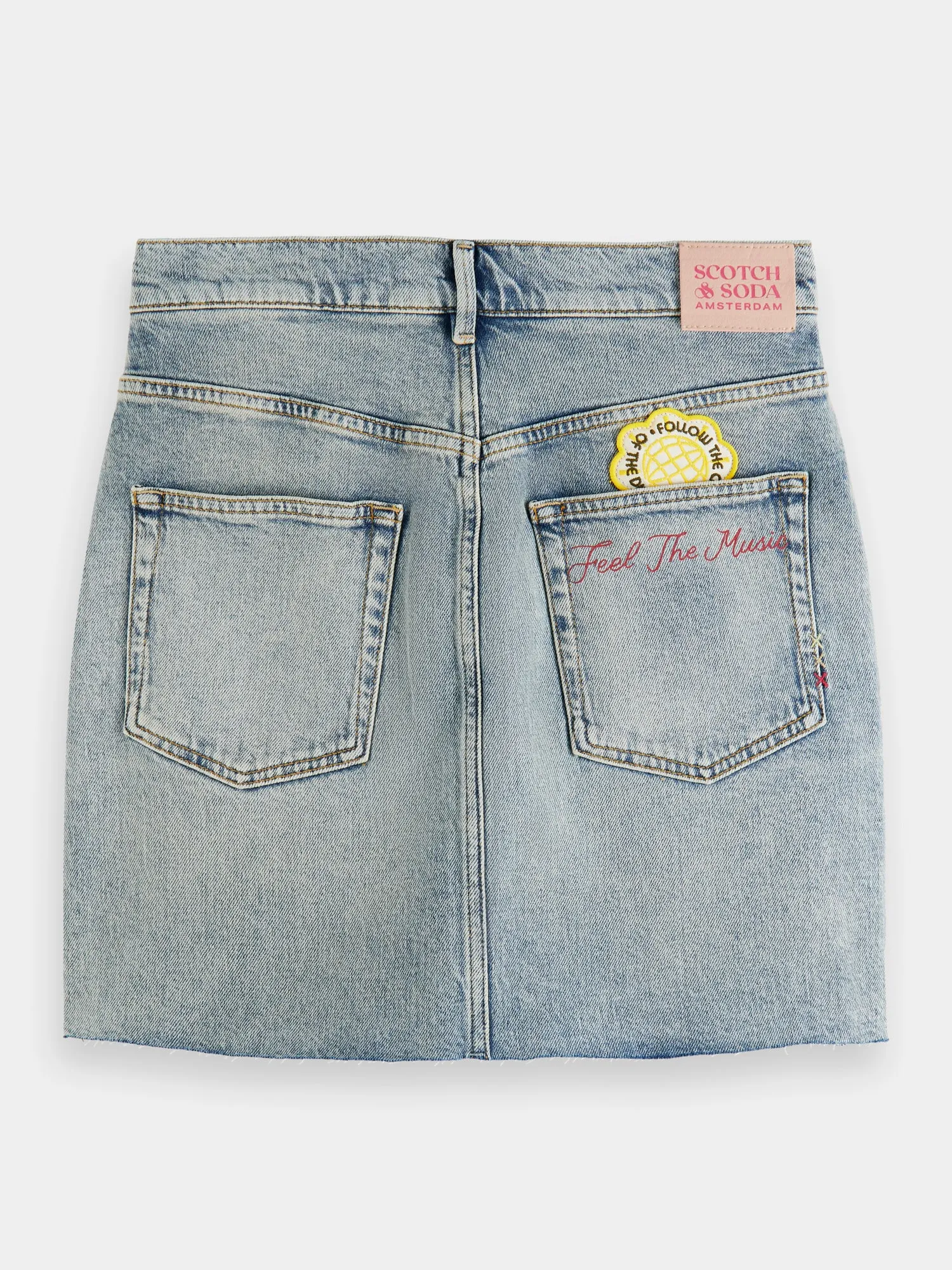 Embroidered denim mini skirt