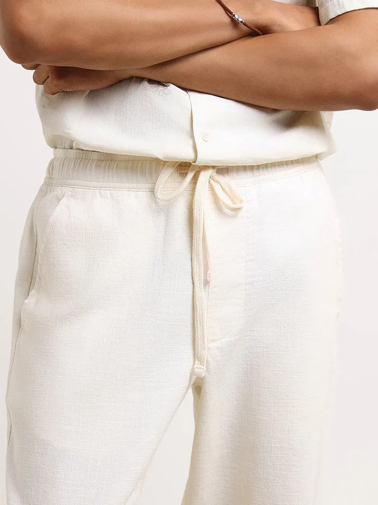 ETA Cream Mid-Rise Cotton Relaxed Fit Chinos