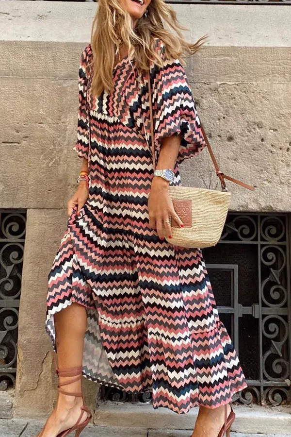 Fabulous Time Puff Sleeve Tiered Midi Dress