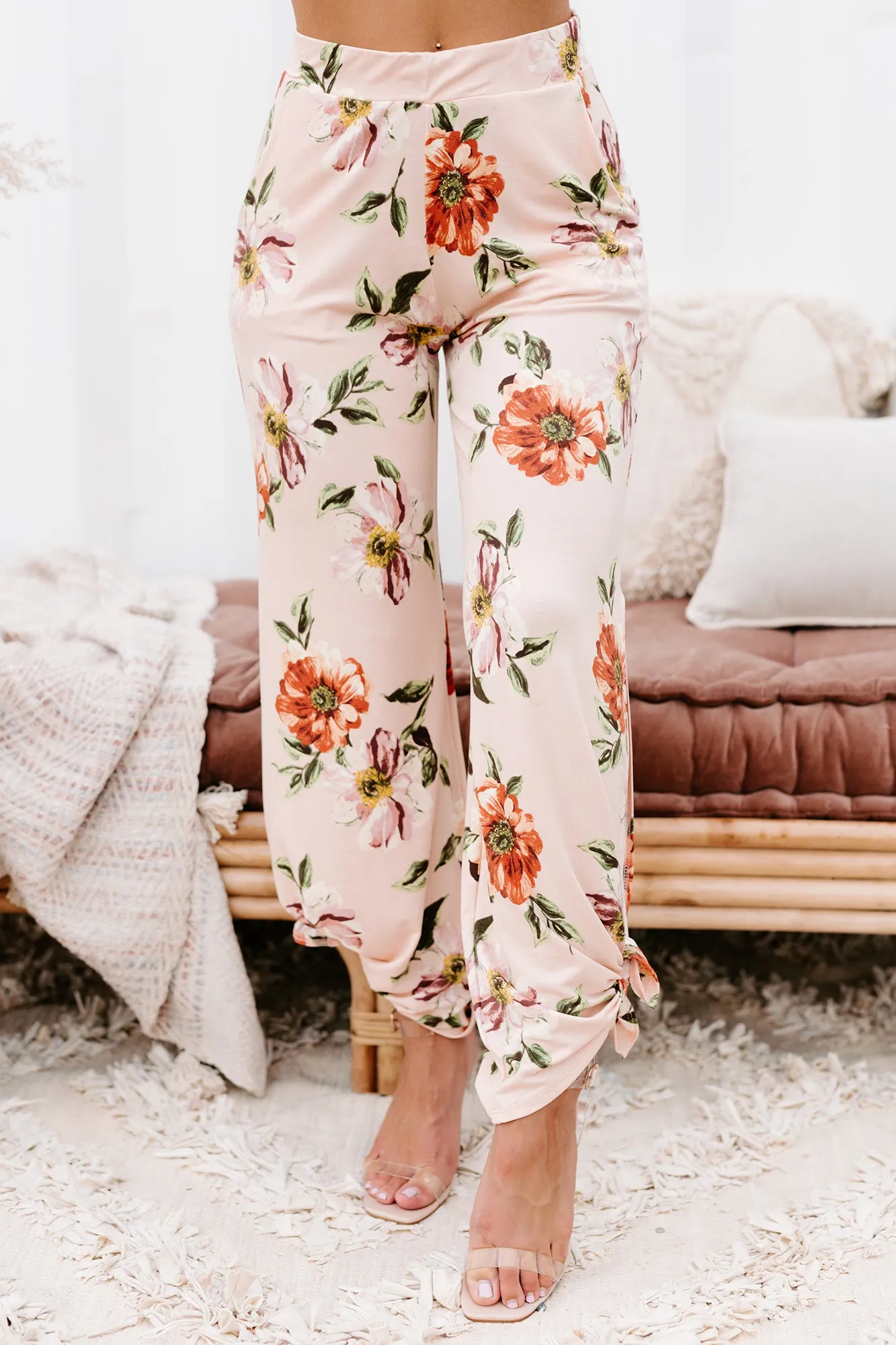 Floral Fever NanaMacs Original Split Leg Floral Print Pants (Peach)