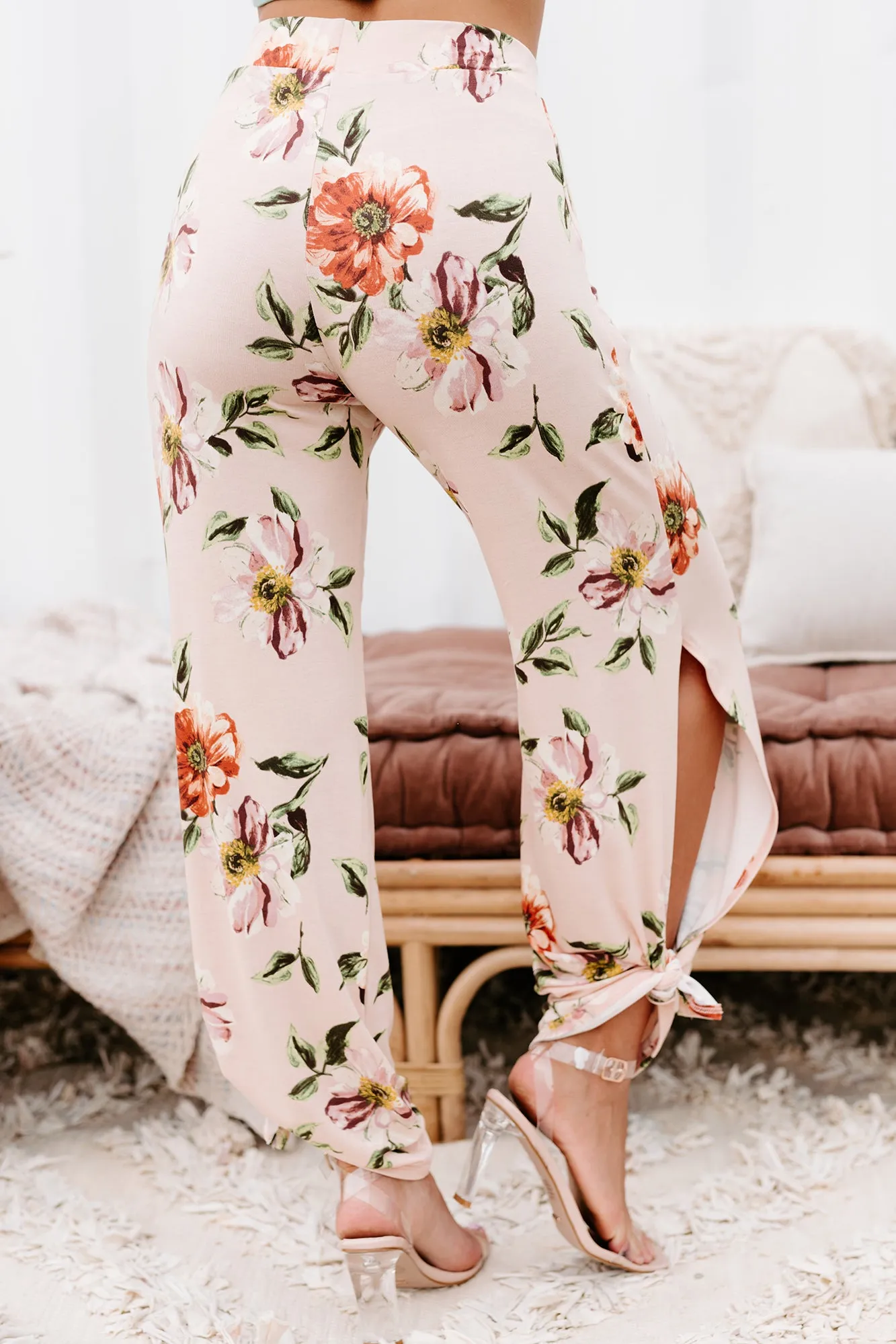 Floral Fever NanaMacs Original Split Leg Floral Print Pants (Peach)