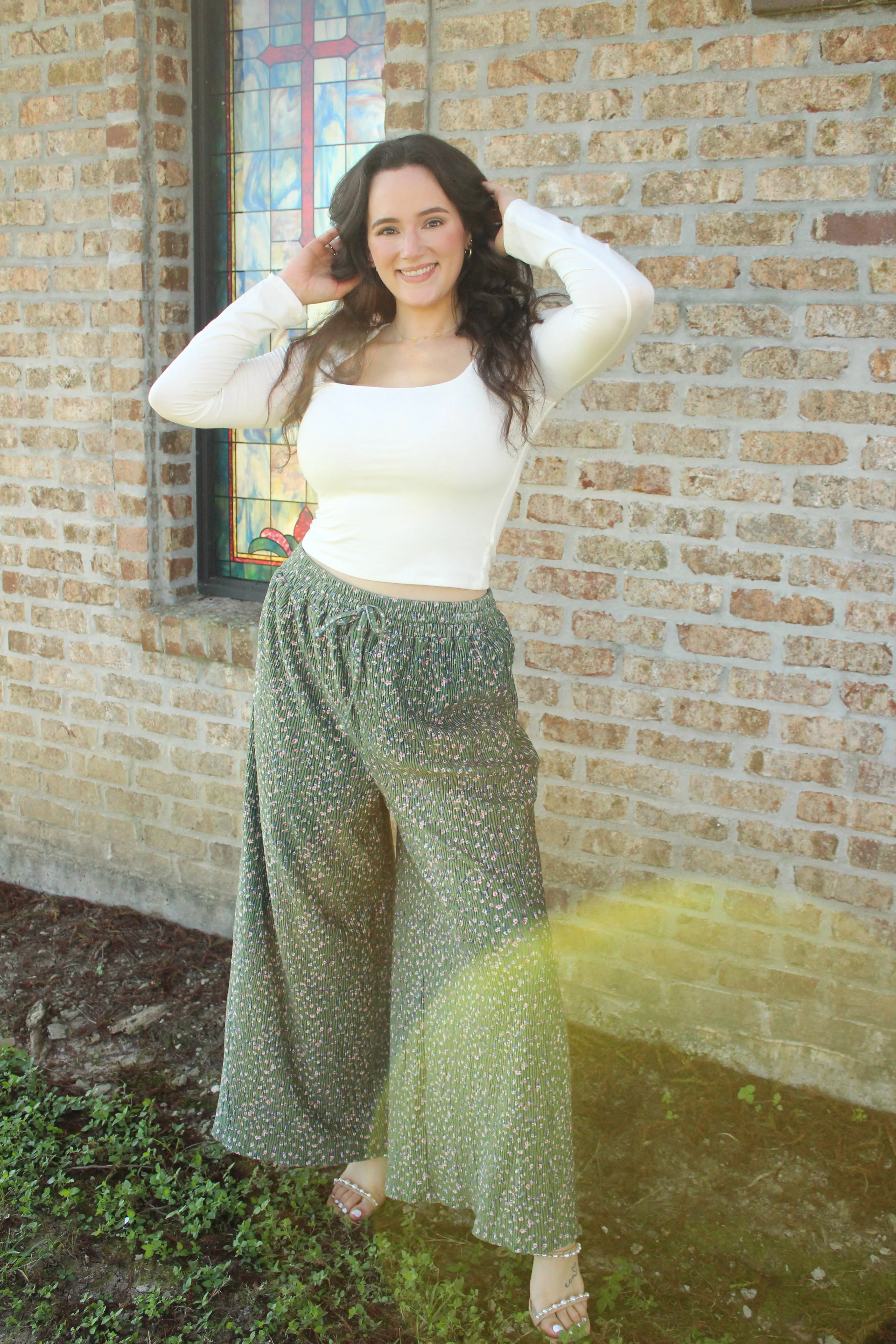 Floral Pleated Pants