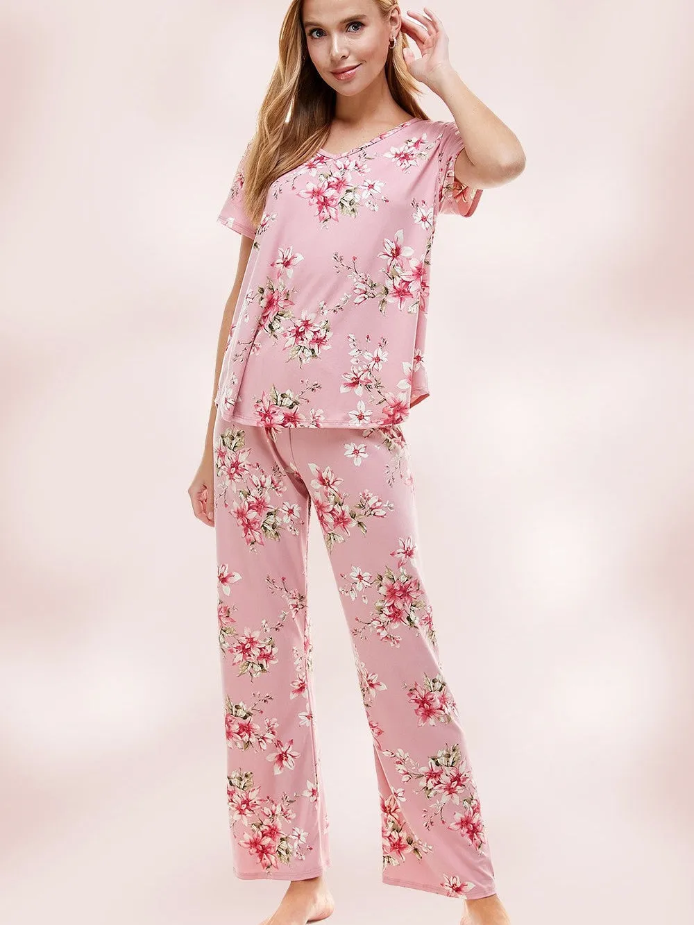 Good Morning Sunshine Pink Floral Pajama Set