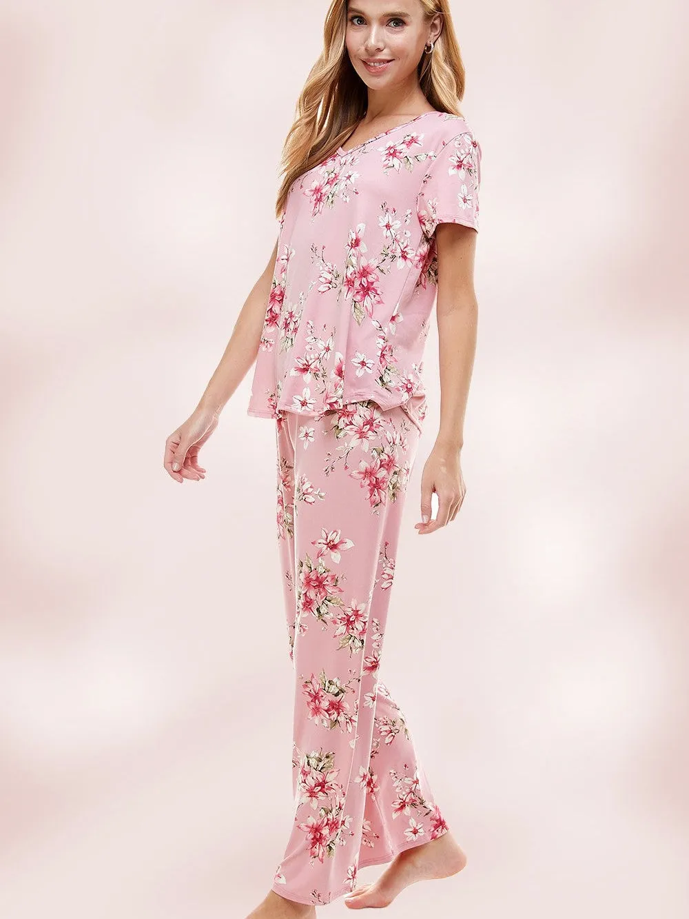 Good Morning Sunshine Pink Floral Pajama Set