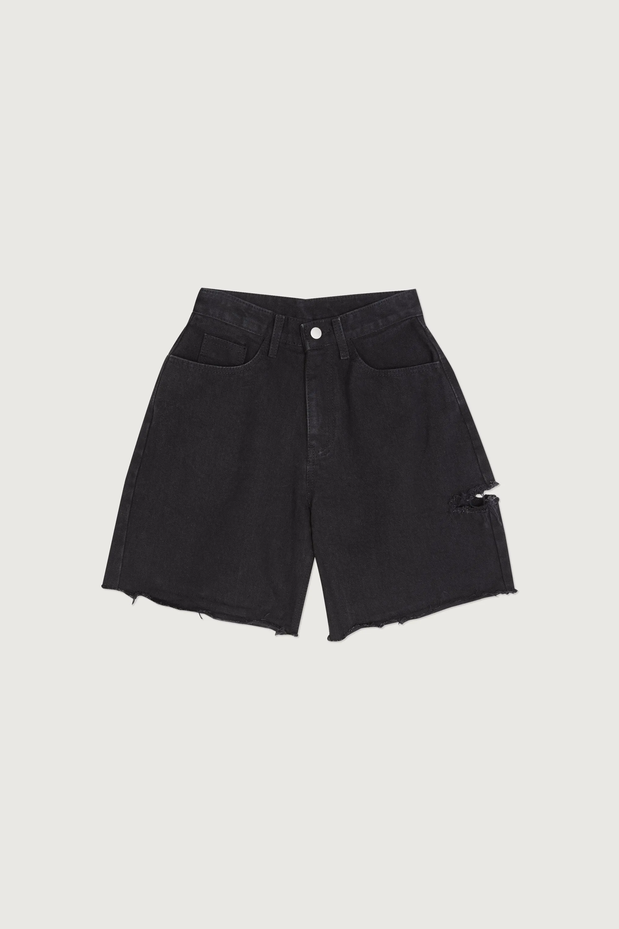 HIGH WAISTED BLACK DENIM SHORT