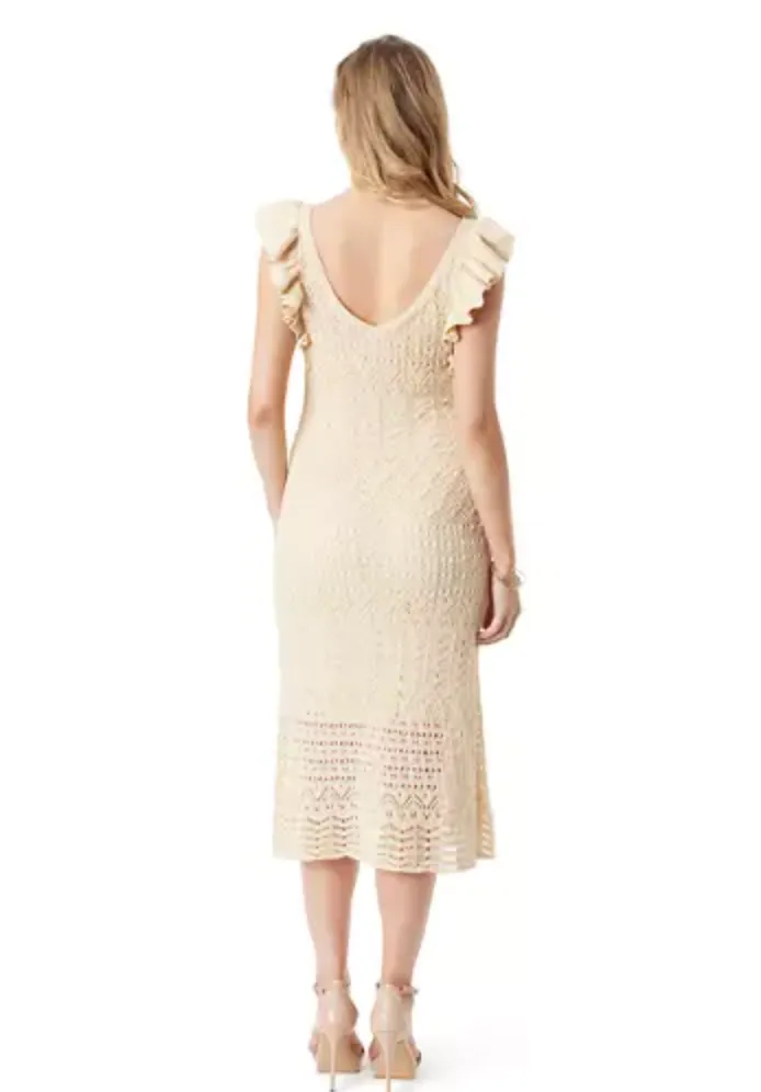 Jessica Simpson Ocean Ruffle Sleeve Crochet Dress