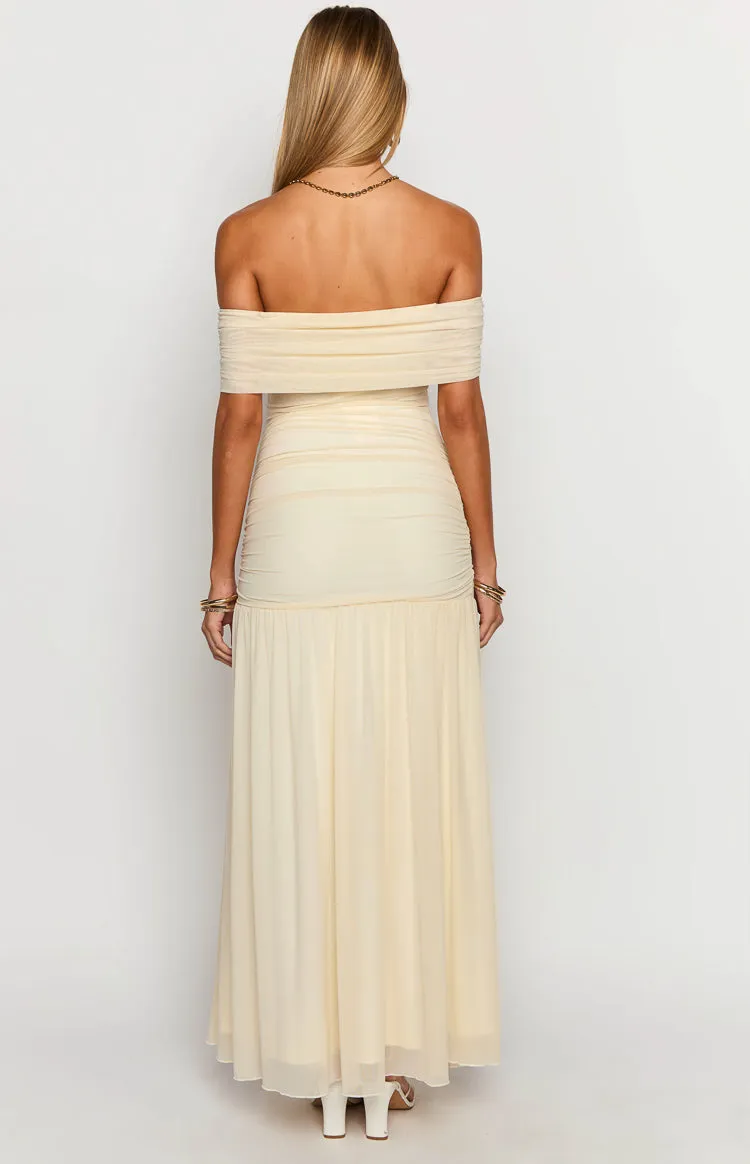 Joesy Cream Off The Shoulder Maxi Dress