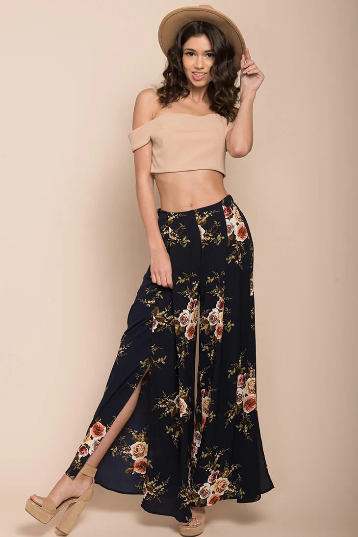 Kaya Floral Pants Navy