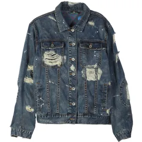 Lrg Destroyed Denim Jacket Denim Blue