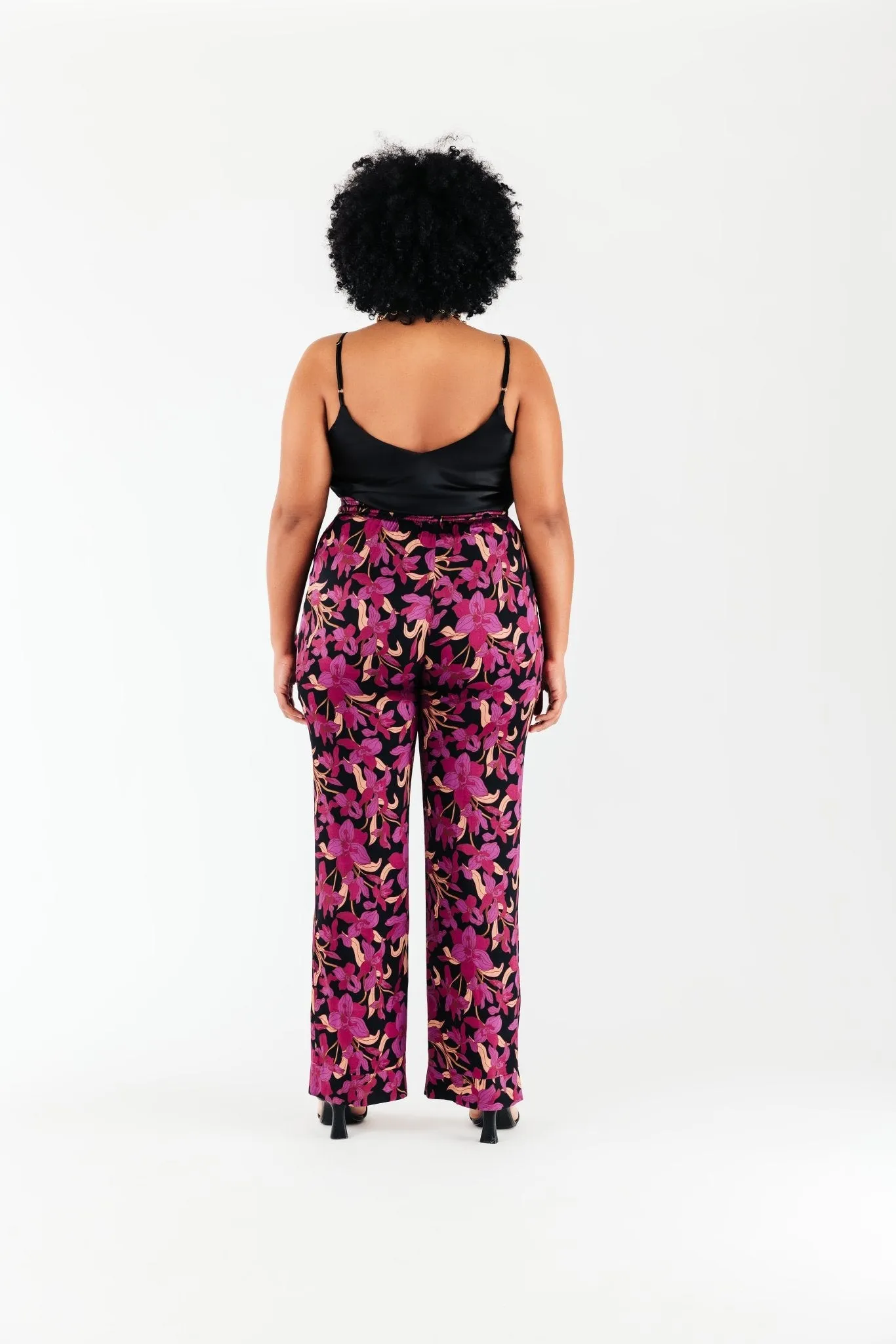 Magenta Floral Satin Olivia Pant