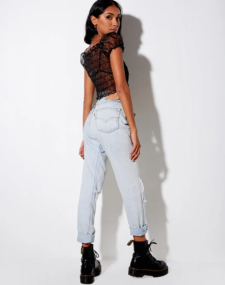 Marilla Crop Top in Black Organza