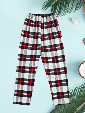 Men's Casual Plaid Sleep&Lounge Long Pants, Comfortable HomeWear Pajama Bottoms