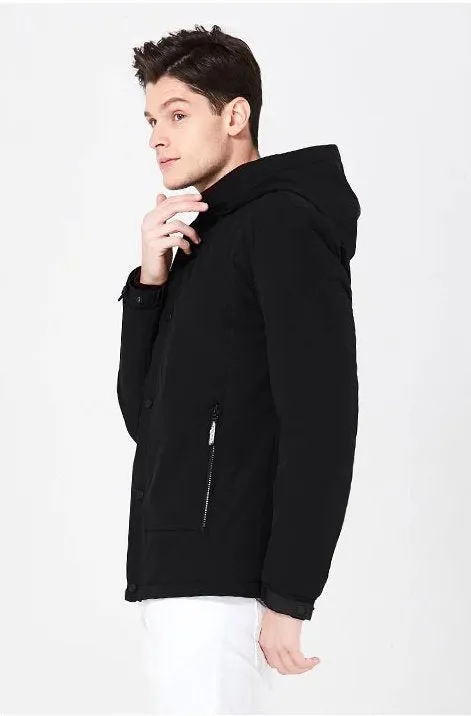 Men's Spring Warm Cotton-Padded Windproof Hooded Jacket