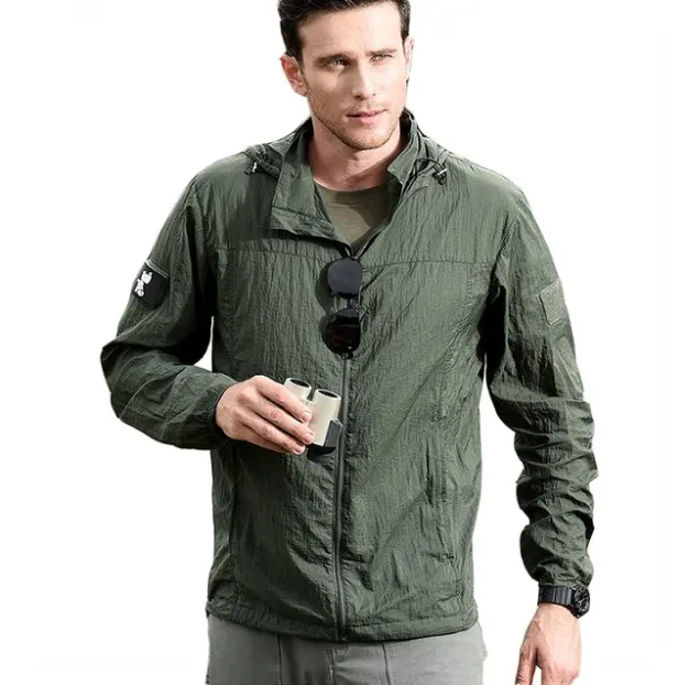 Men's Summer Army Breathable Hooded Windbreaker