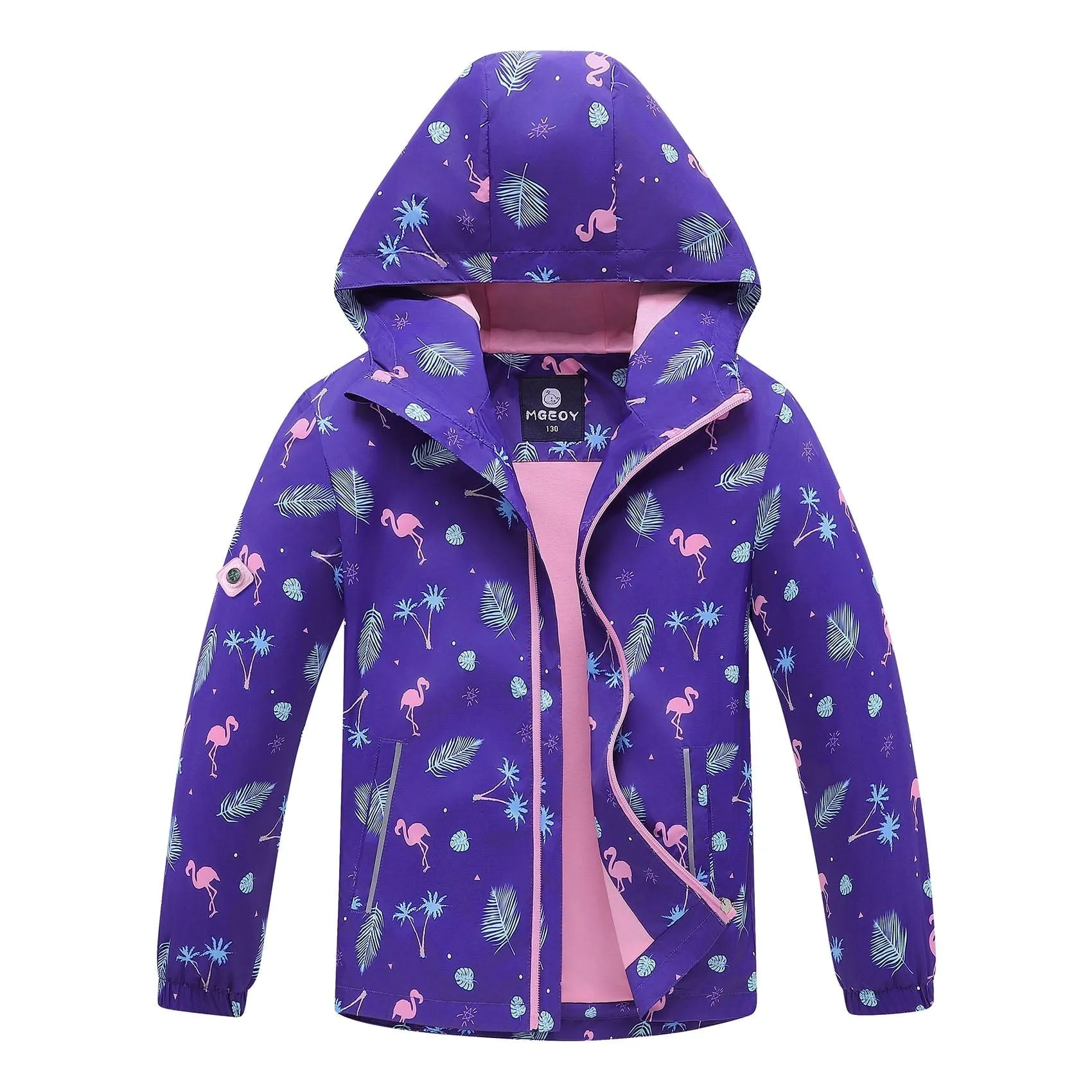 MGEOY Boys Girls Rain Jackets Lightweight Waterproof Hooded Cotton Raincoats Windbreakers for Kids