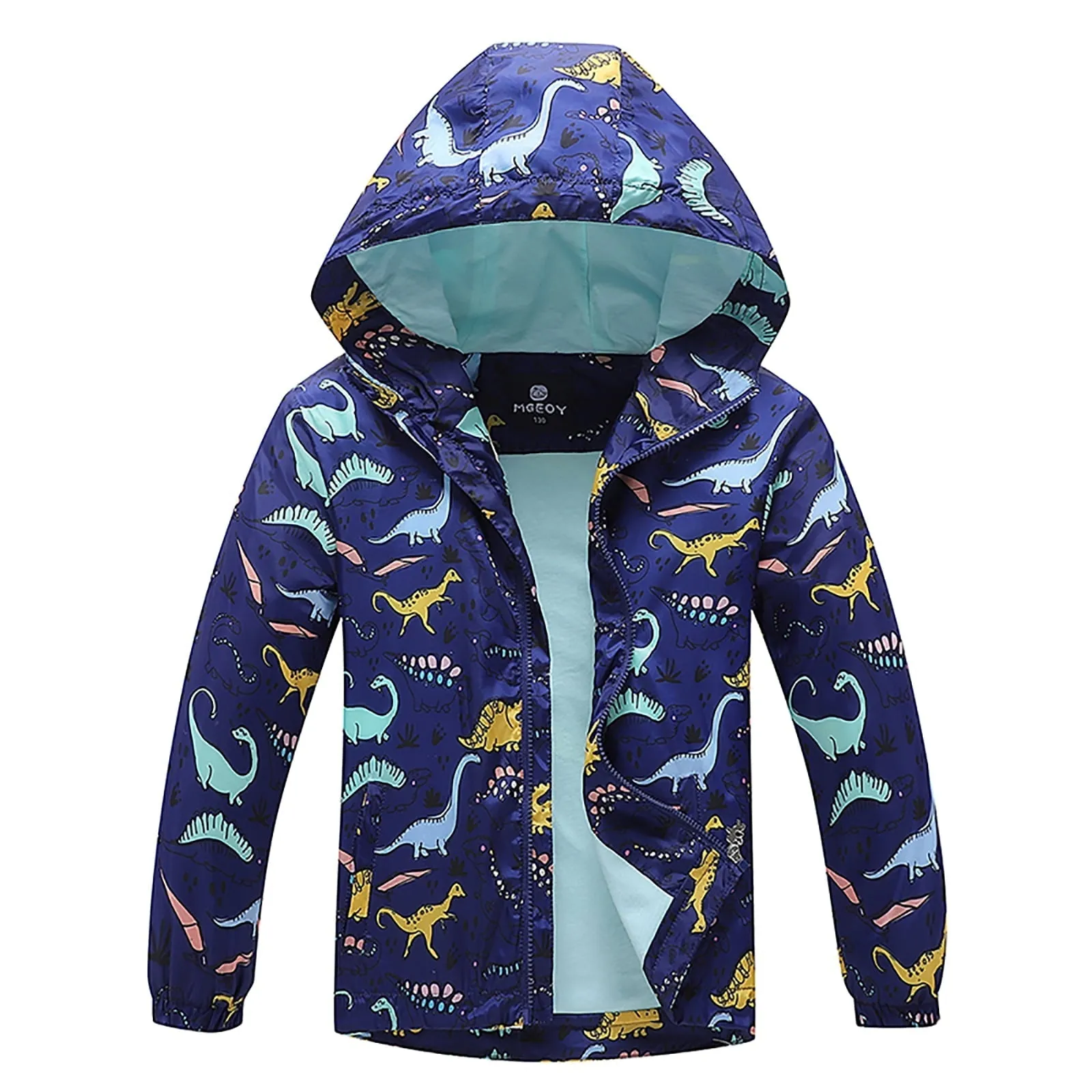 MGEOY Boys Girls Rain Jackets Lightweight Waterproof Hooded Cotton Raincoats Windbreakers for Kids