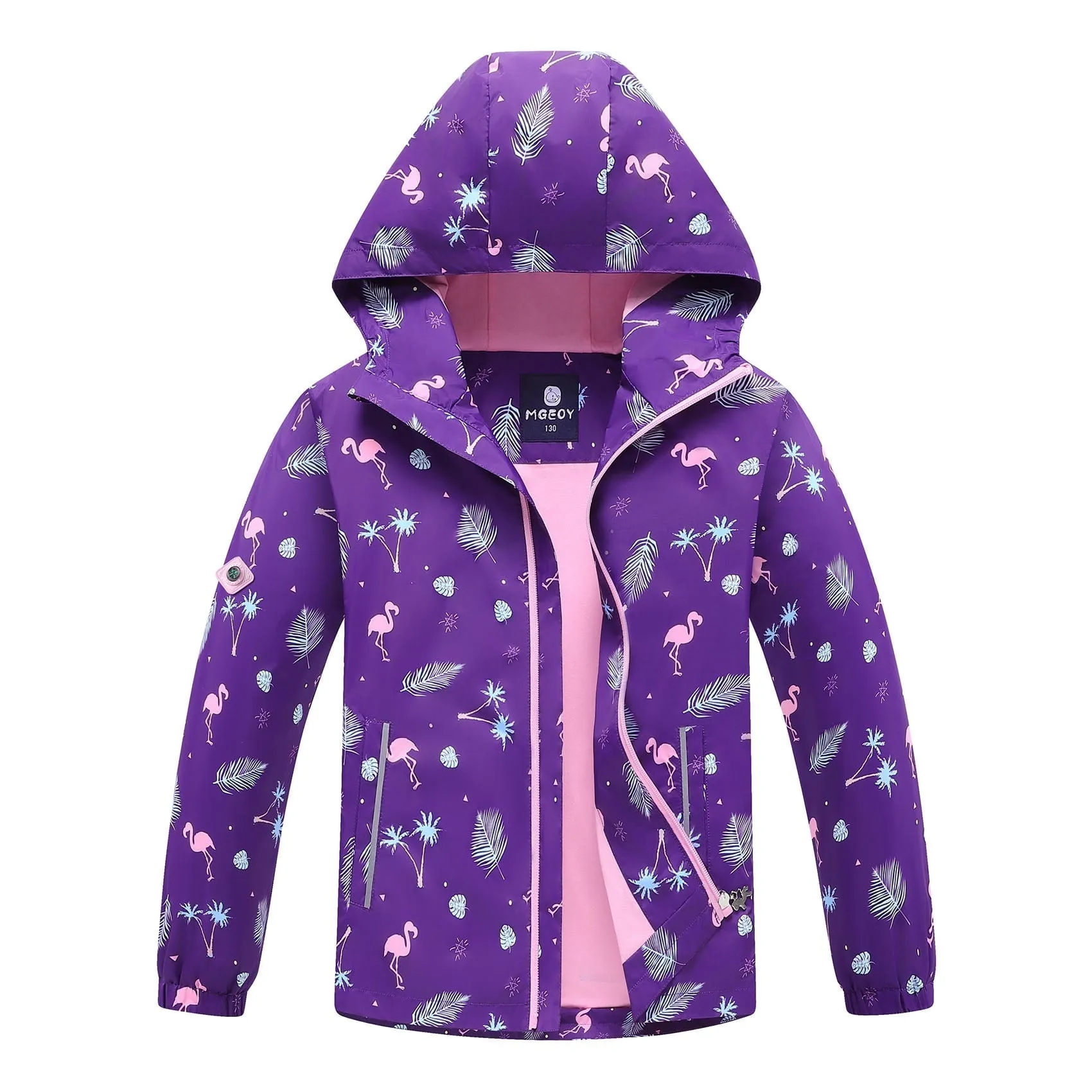 MGEOY Boys Girls Rain Jackets Lightweight Waterproof Hooded Cotton Raincoats Windbreakers for Kids