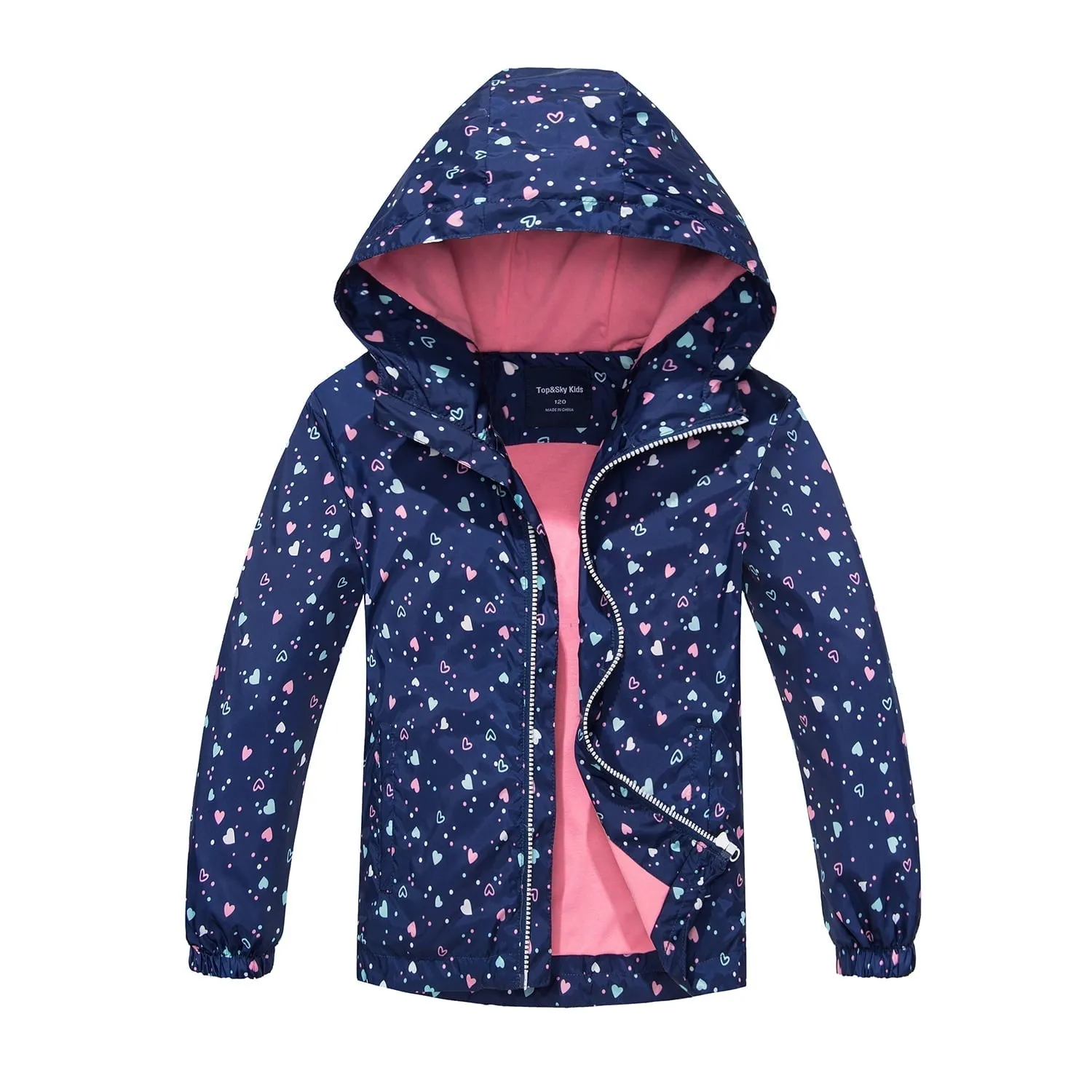 MGEOY Boys Girls Rain Jackets Lightweight Waterproof Hooded Cotton Raincoats Windbreakers for Kids