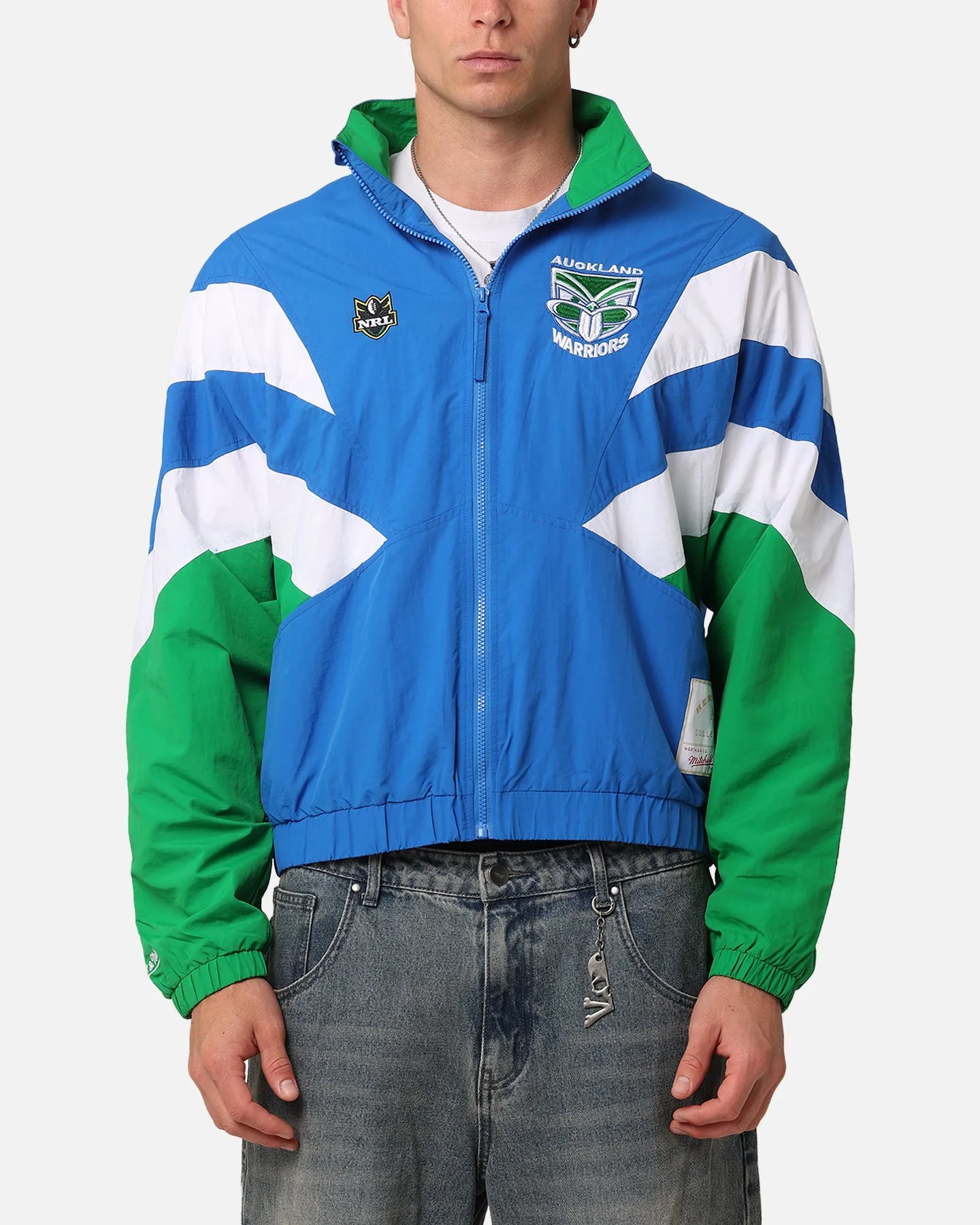 Mitchell & Ness New Zealand Warriors Full Zip Spray Jacket Black/White/Green