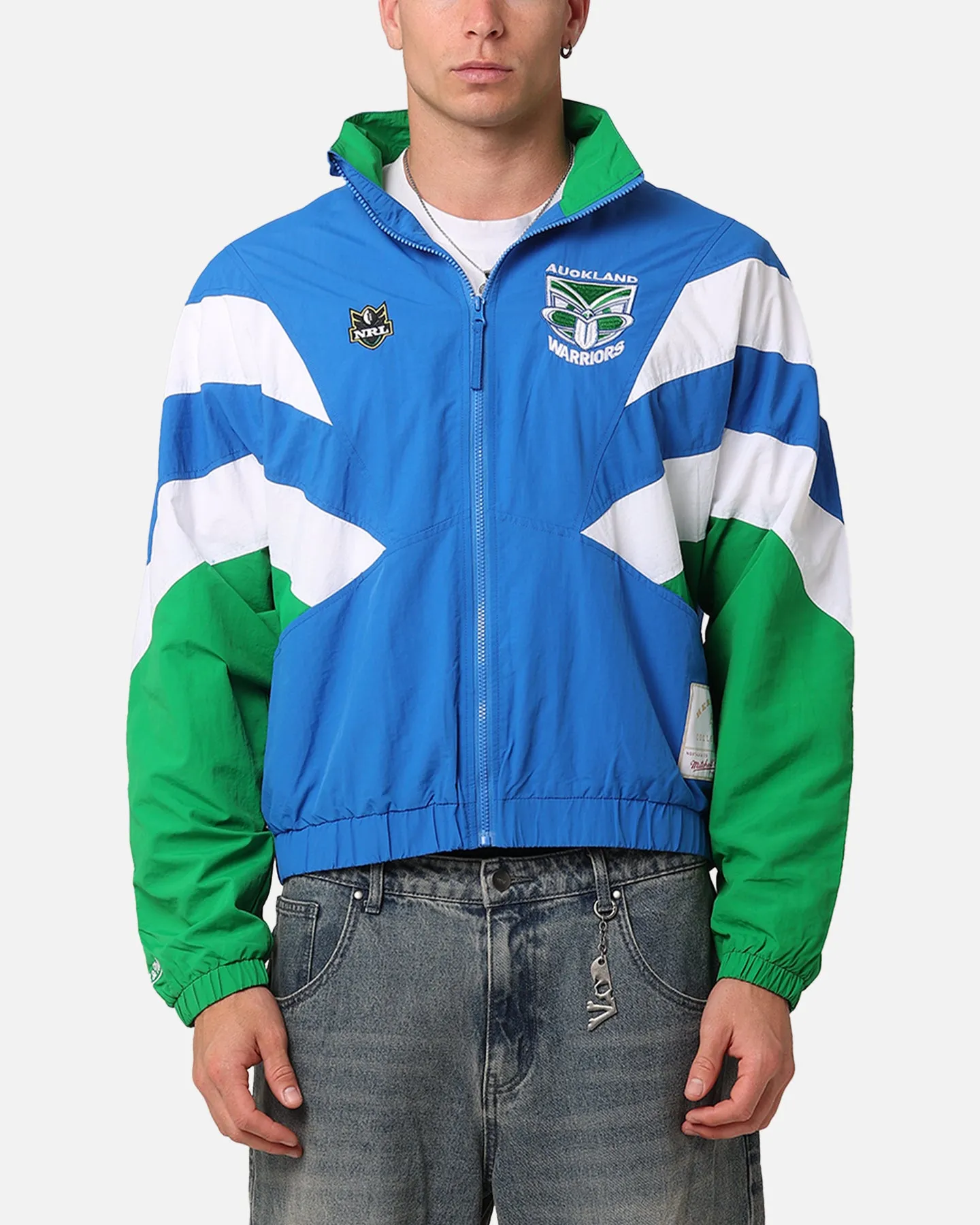 Mitchell & Ness New Zealand Warriors Full Zip Spray Jacket Black/White/Green