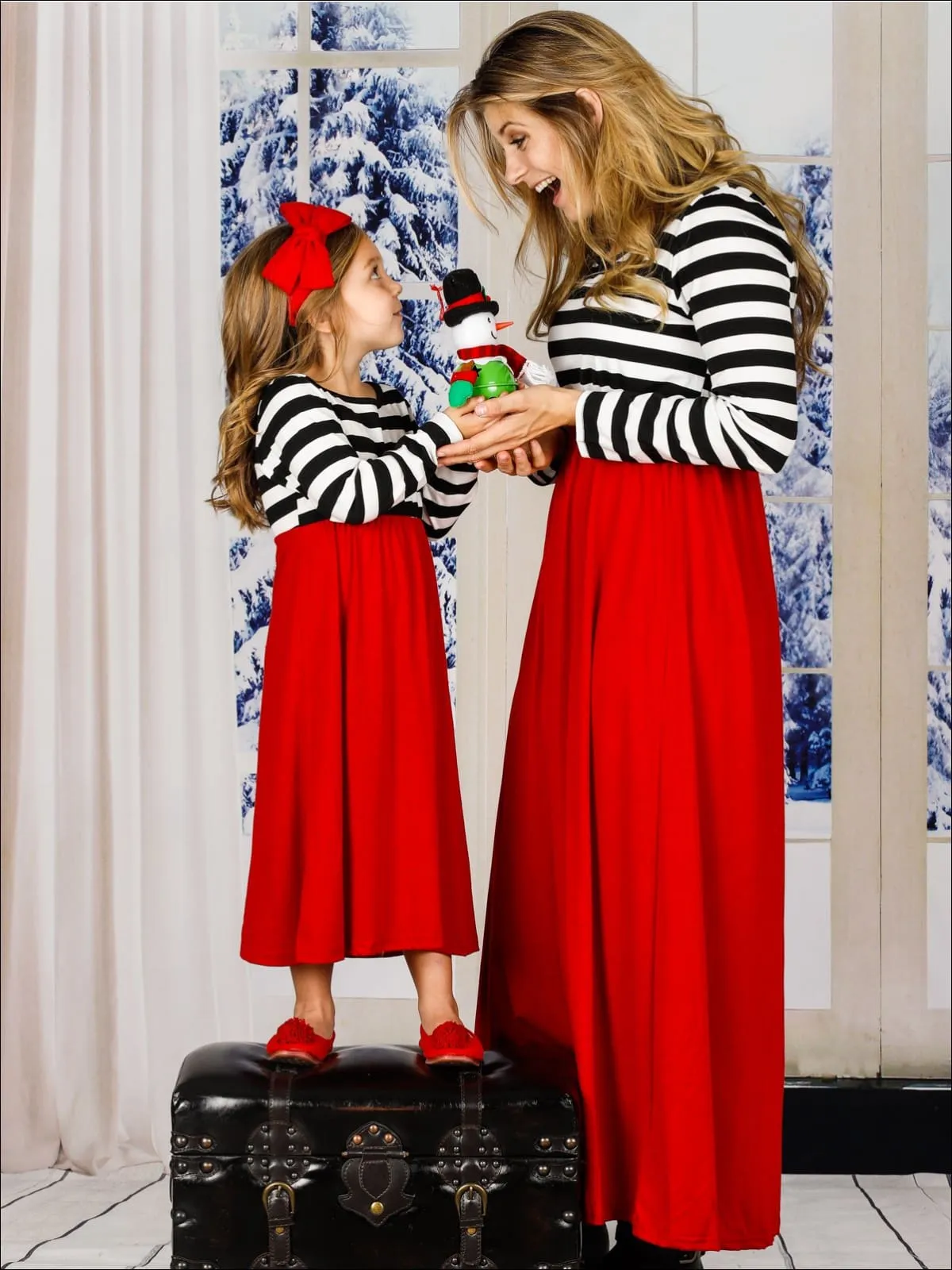 Mommy And Me Striped Bodice Maxi Dress