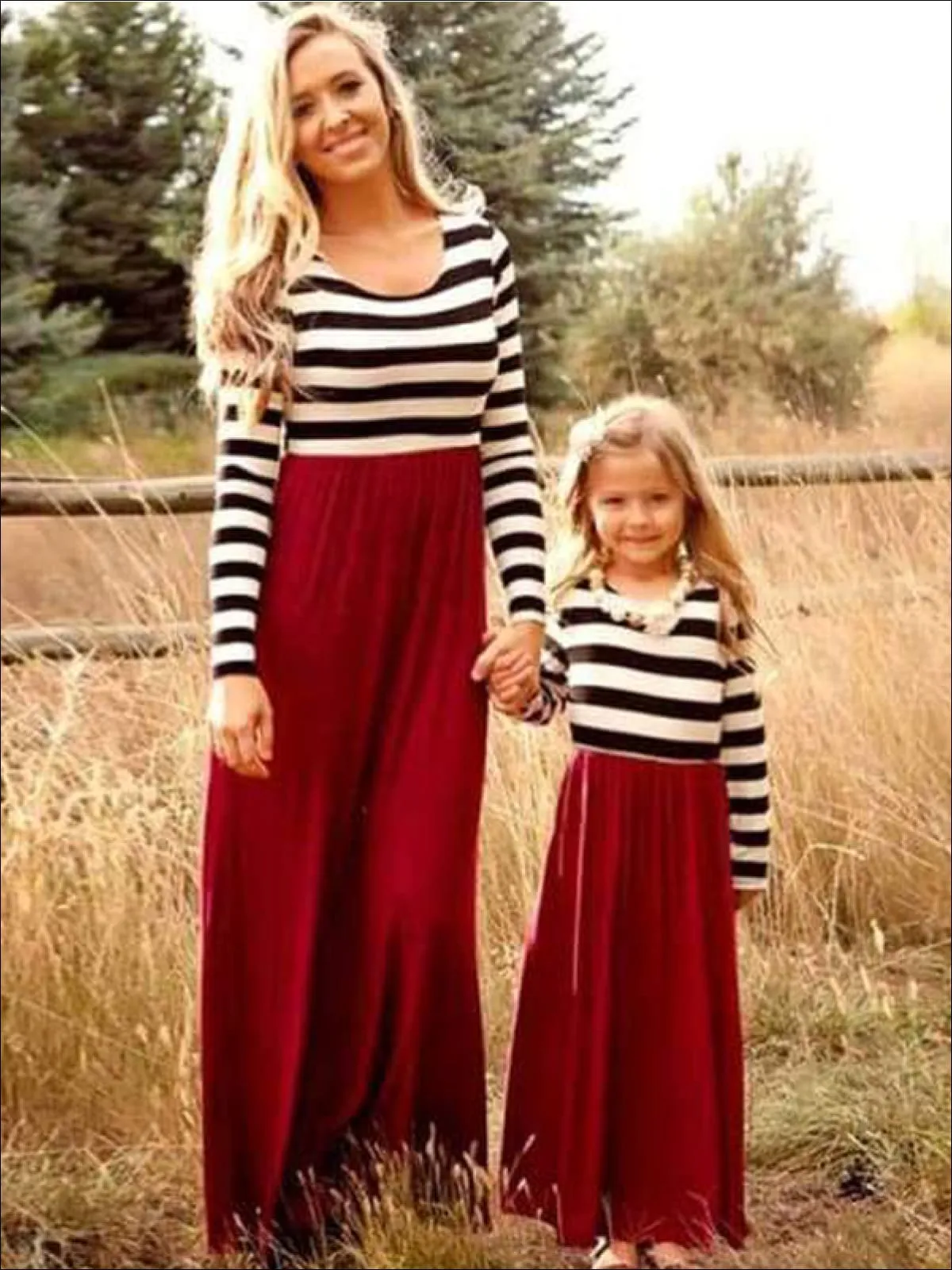 Mommy And Me Striped Bodice Maxi Dress