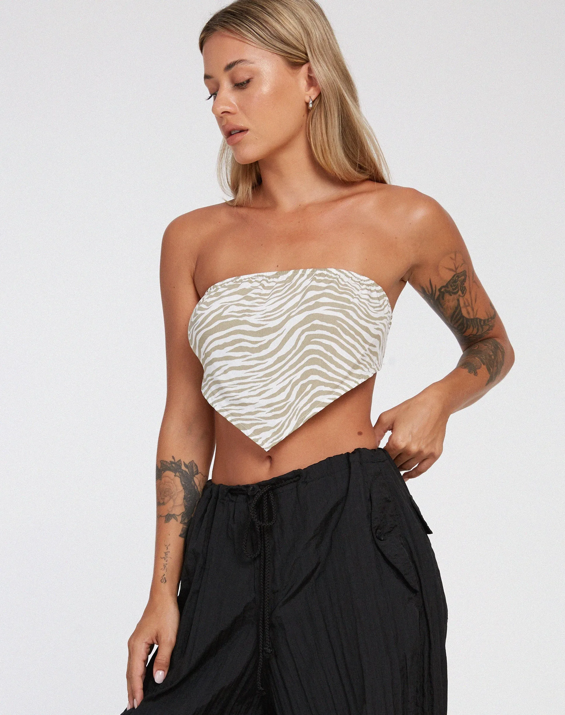 Nolda Crop Top in Tonal Zebra