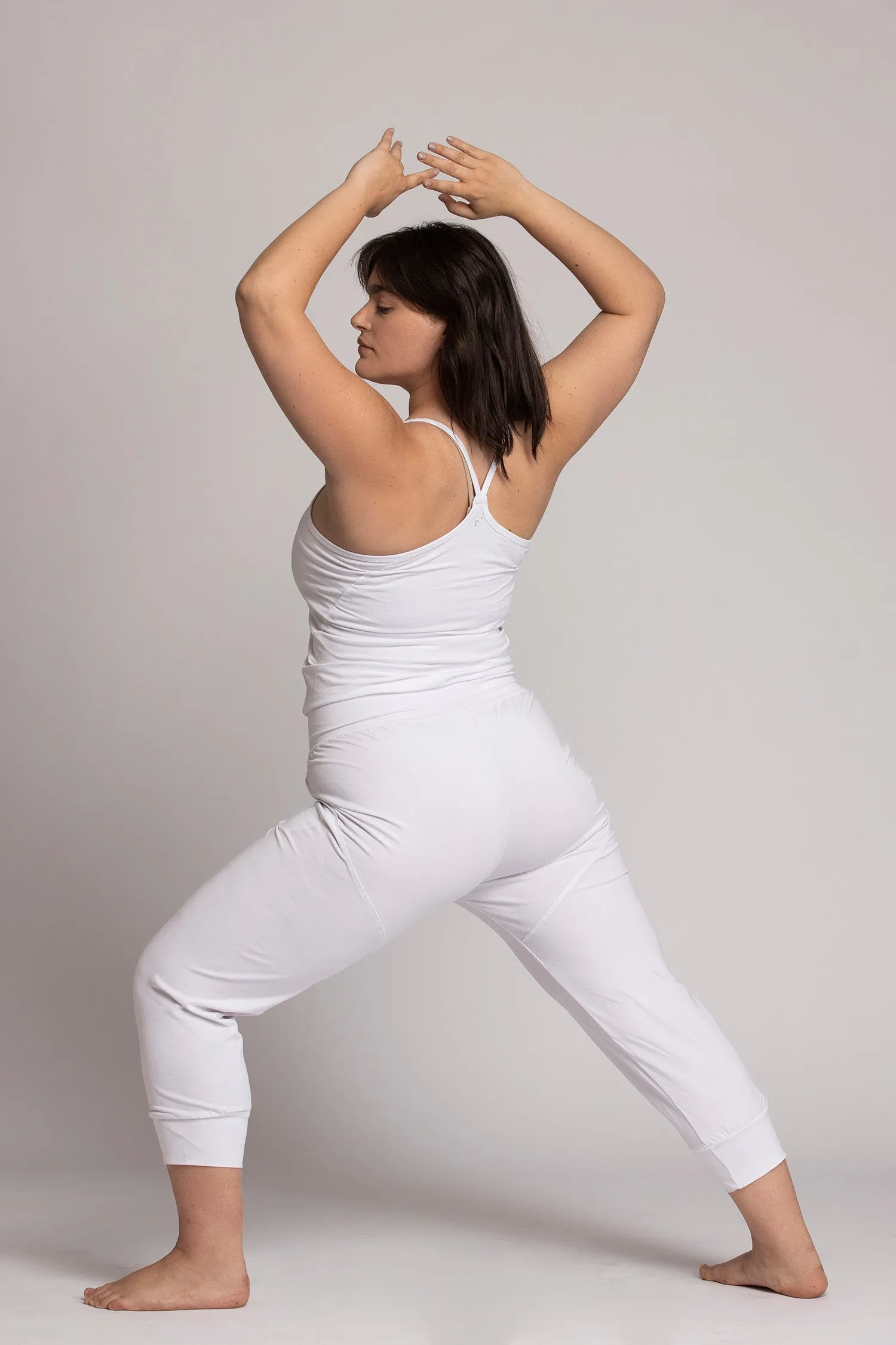 Organic Cotton Pure White Slouchy Capri Yoga Pants