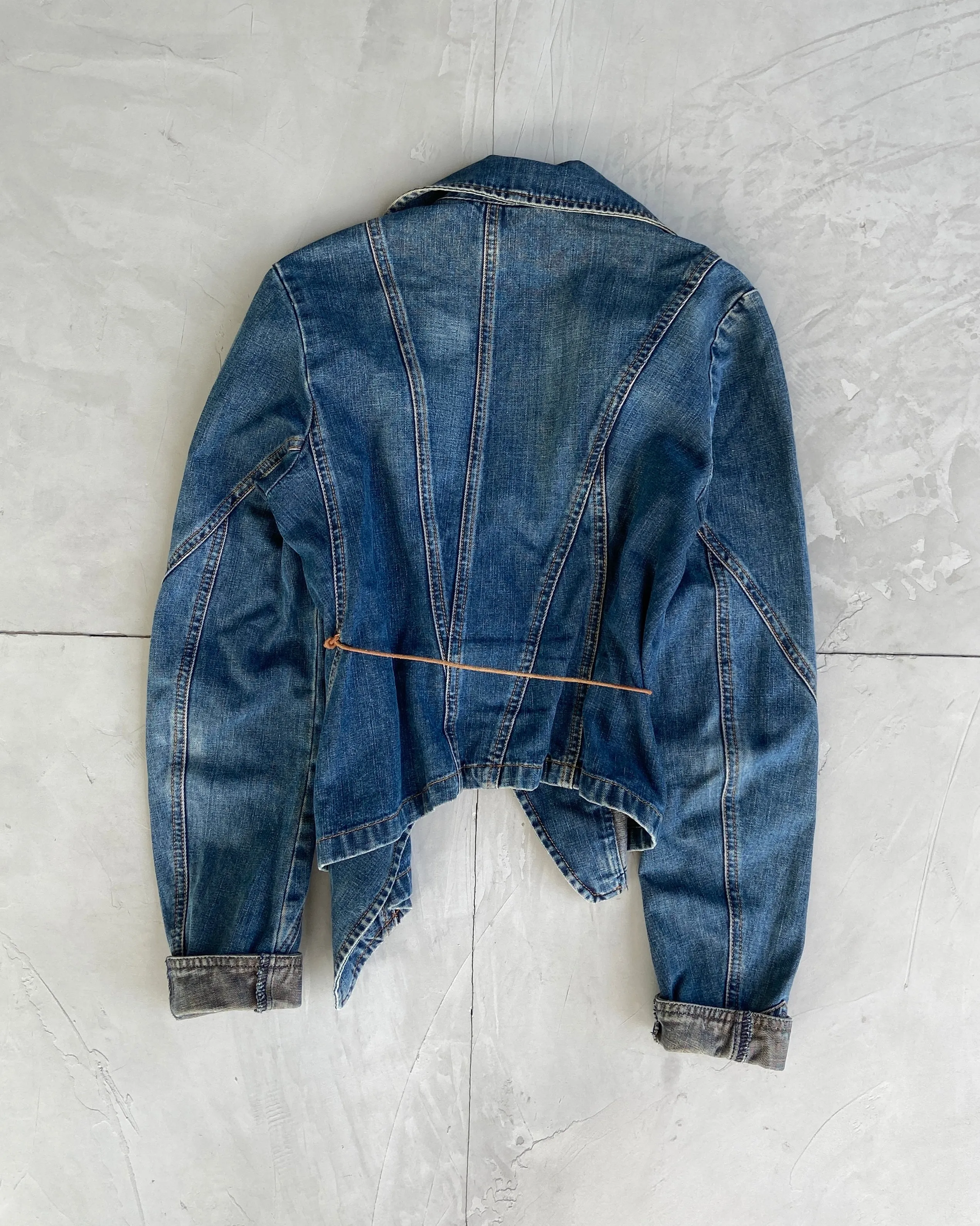 PLEIN SUD 2000'S DENIM WRAP JACKET - S