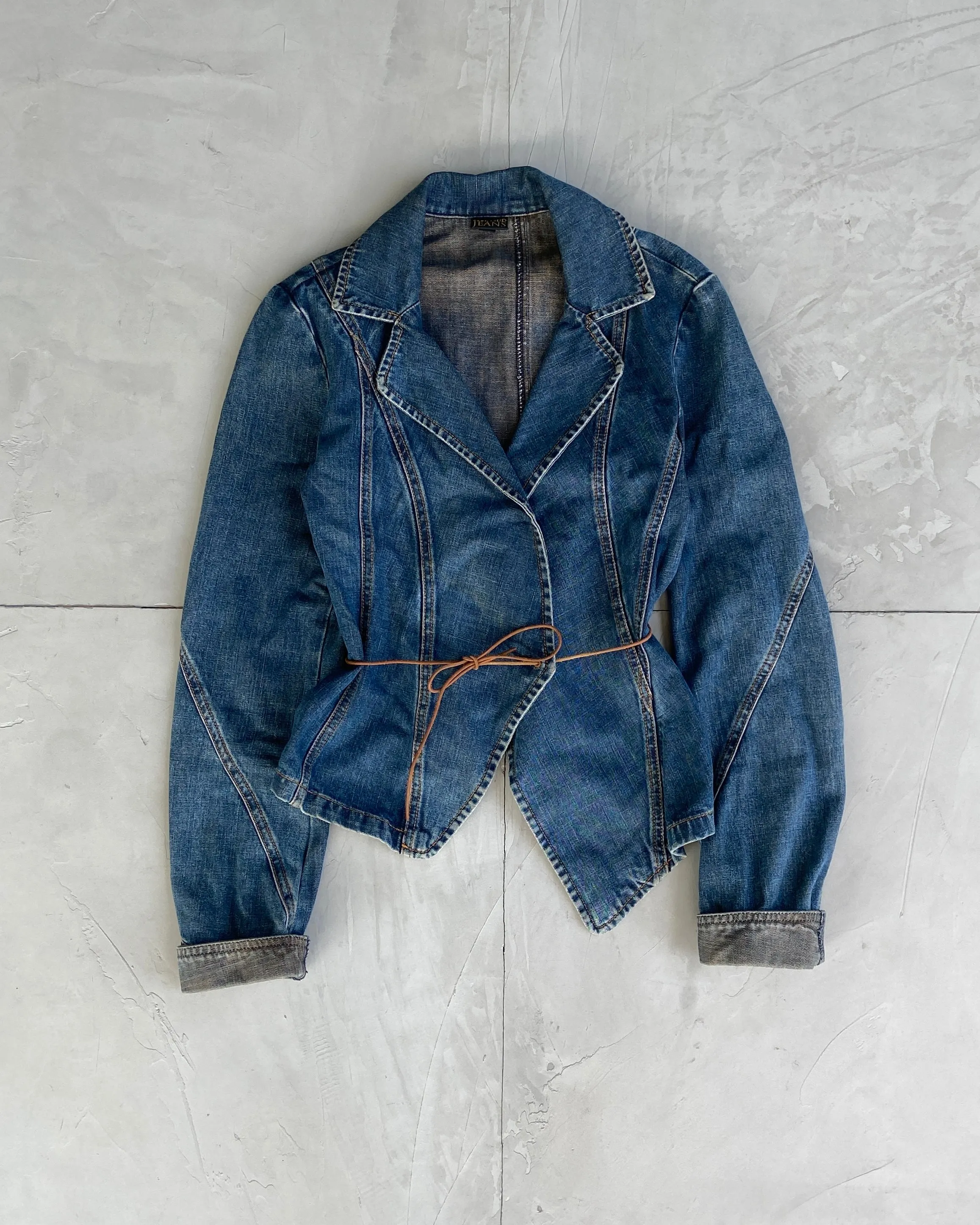 PLEIN SUD 2000'S DENIM WRAP JACKET - S