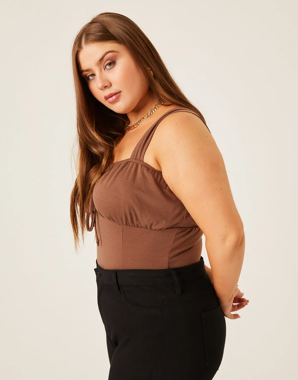 Plus Size Ruched Bust Tank