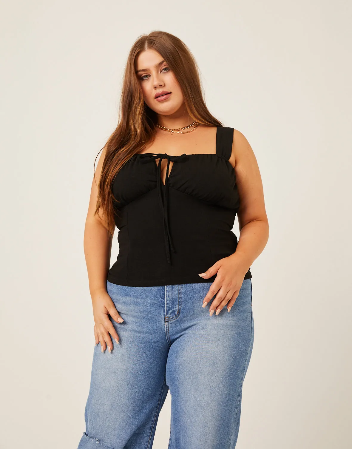 Plus Size Ruched Bust Tank